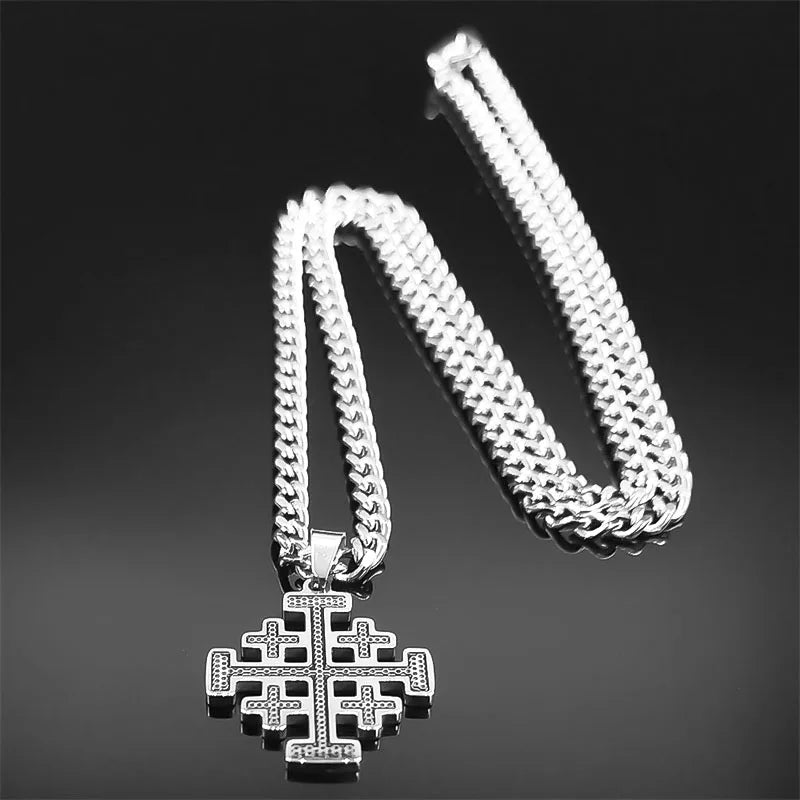 Jerusalem Cross Pendant — Stainless Steel