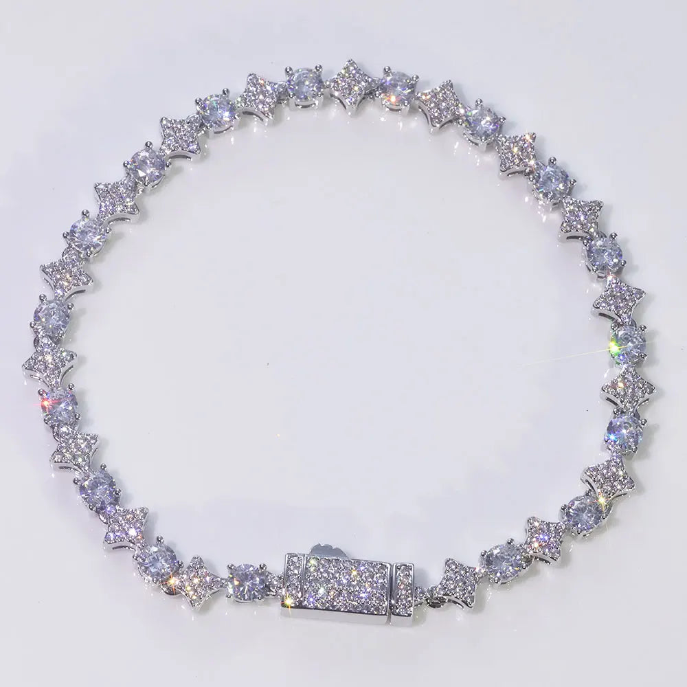 Iced Out Cross Tennis Bracelet Stainless Steel