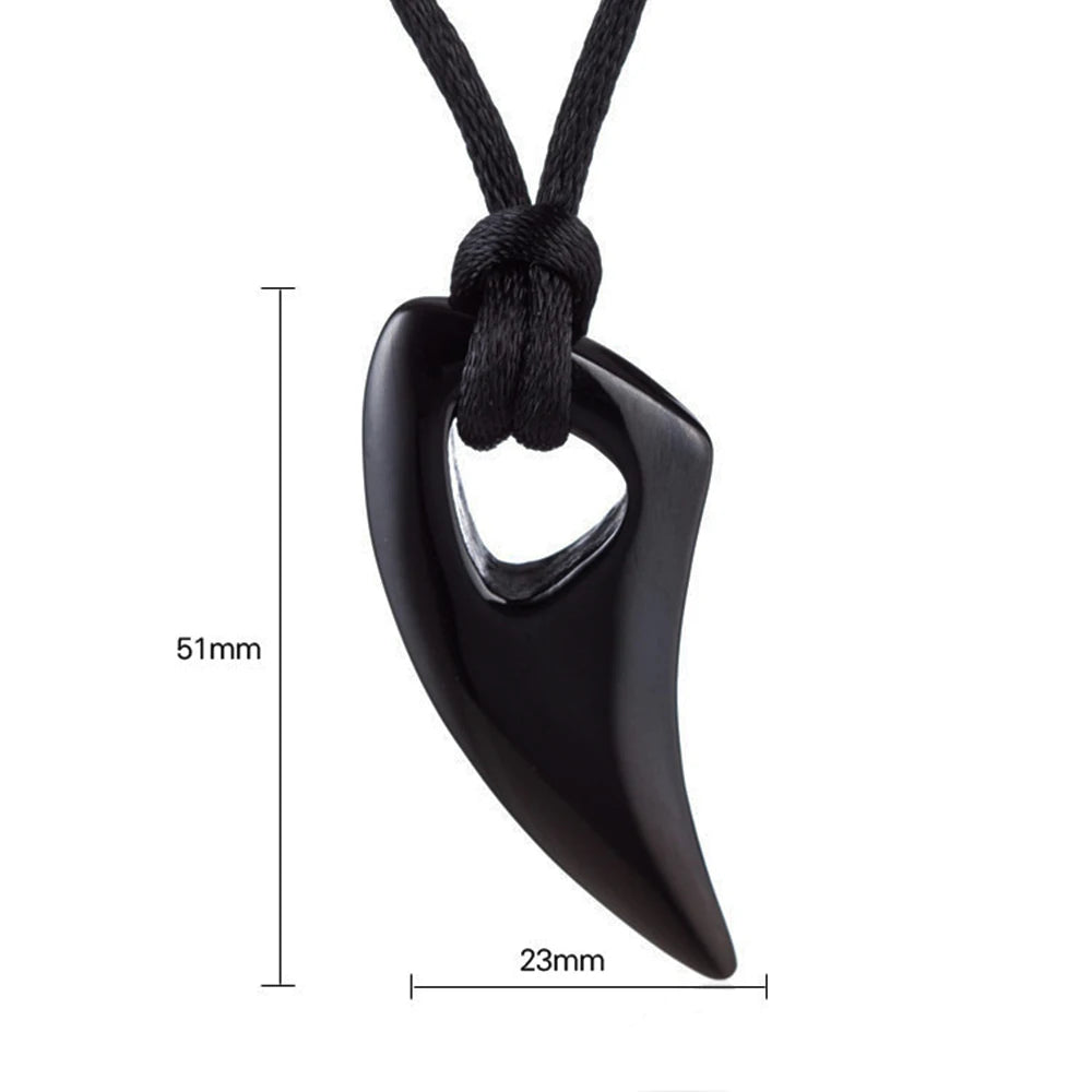 Wolf Tooth Rope Pendant — Stainless Steel