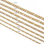 1 piece 8-40 Inches Gold Color Figaro Chain Necklace 3-7.5MM Stainless Steel Figaro Link Chain for Men Women