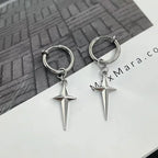 Punk Earring Mens Cross Single Spike Stainless Steel Stud Earrings Guys Jewelry Rock Hip Hop Party Jewelry Unisex