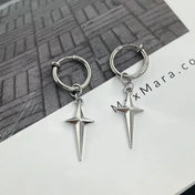 Punk Earring Mens Cross Single Spike Stainless Steel Stud Earrings Guys Jewelry Rock Hip Hop Party Jewelry Unisex