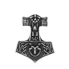 Stainless Steel Vintage Viking Thor's Hammer Wolf Pendant Necklace Norse Punk Amulet Jewelry Men Gift