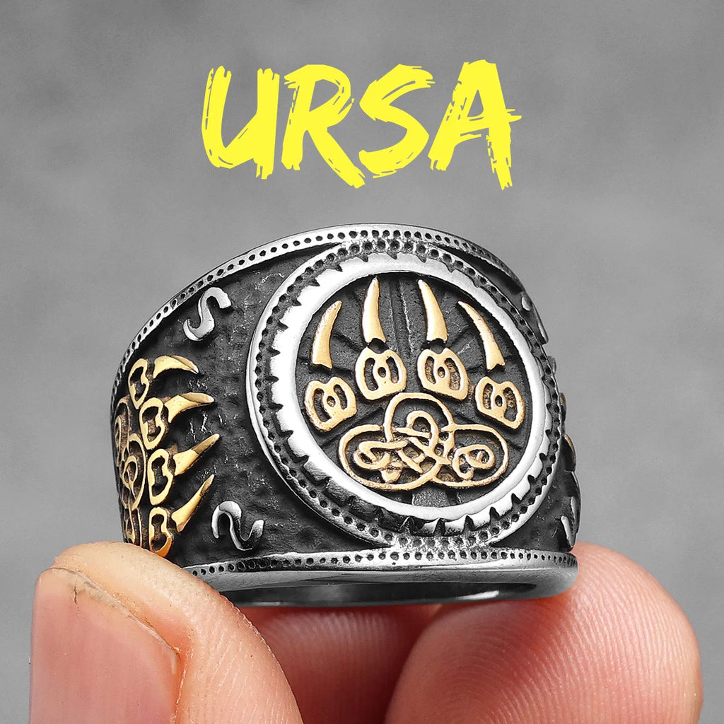 Ursa Bear Viking Rune Wolf Ring — Stainless Steel