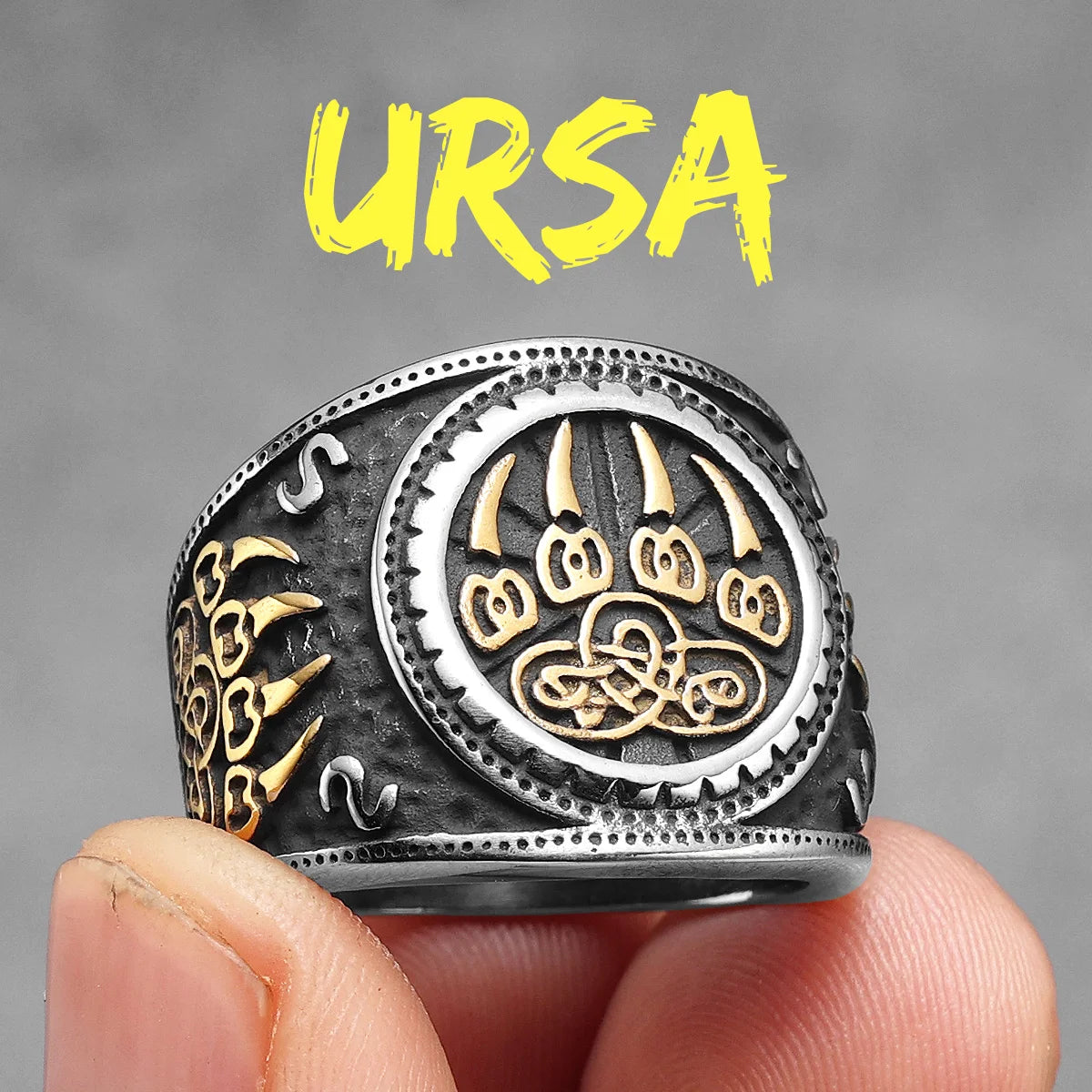 Ursa Bear Viking Rune Wolf Ring — Stainless Steel