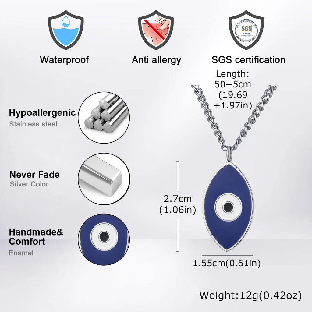 Evil Eye Pendant Necklace — Stainless Steel
