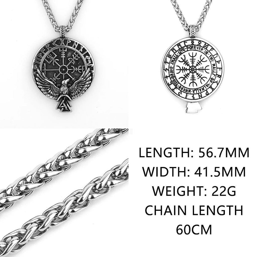 Viking Raven Stainless Steel Pendant Necklace