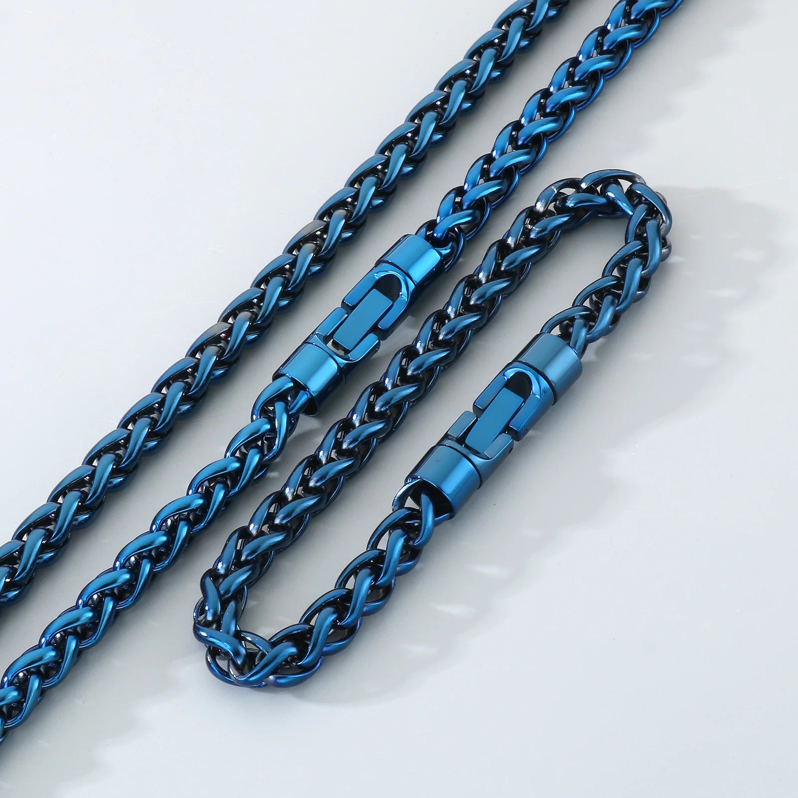 Classic Men's 4/6/8/10mm Wide Link Chain Bracelet Necklace Set for Man 6 Color Available 65CM Long Stainless Steel