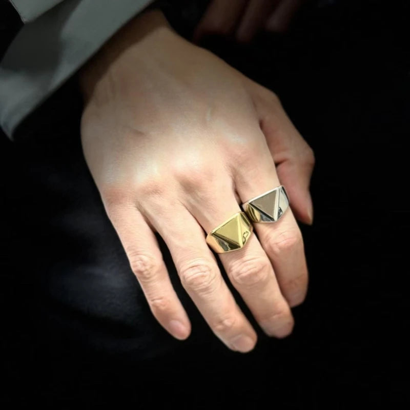 316L Stainless Steel Smooth Triangle Ring For Men Finger Punk Rock Jewelry Accessories Anti-anxiety Waterproof Ring