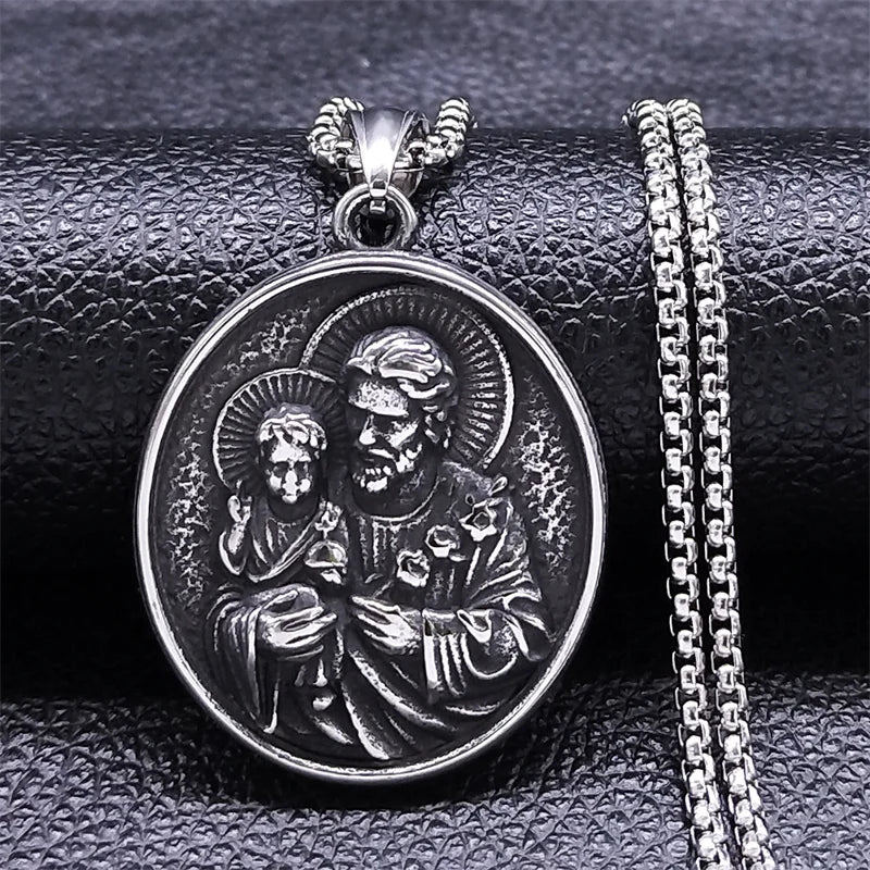 Orthodox Icon Cross Pendant Necklace — Stainless Steel