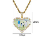 Iced Out Heart Photo Pendant Necklace
