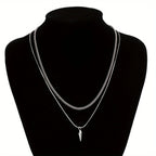 1 piece, men's stainless steel stacked necklace, hip-hop stainless steel round tip cone hanging  necklace, friend gift.jvv