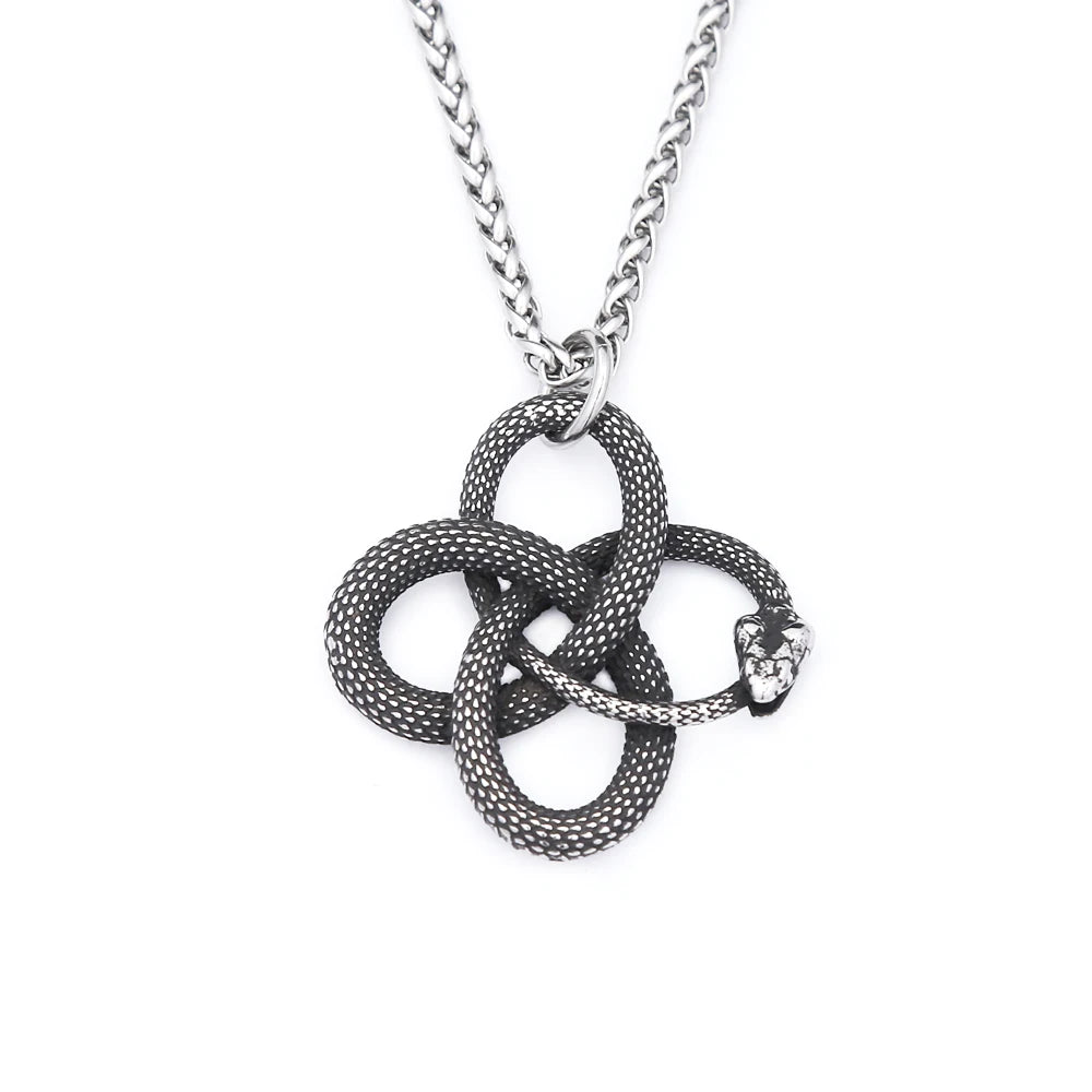 Ouroboros Snake Pendant — Stainless Steel