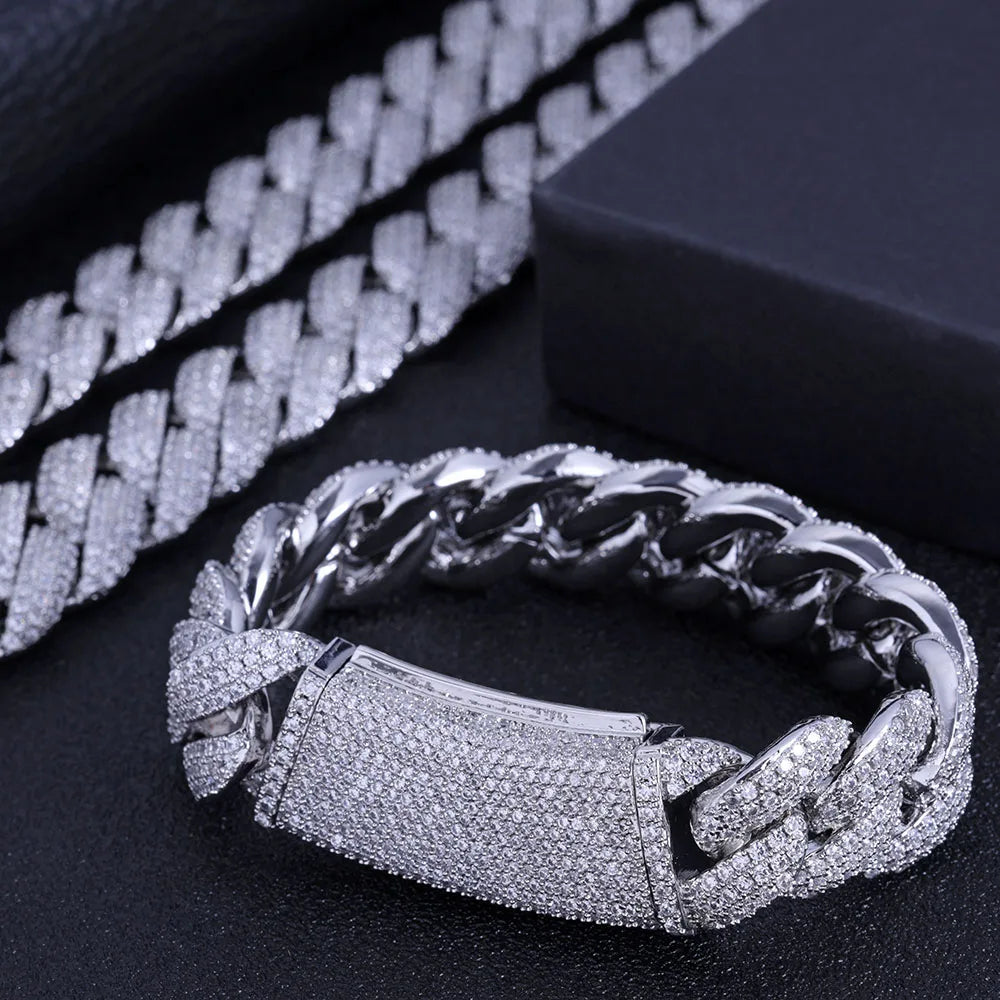 Gold Cuban Chain Necklace Iced Out 18MM 18K