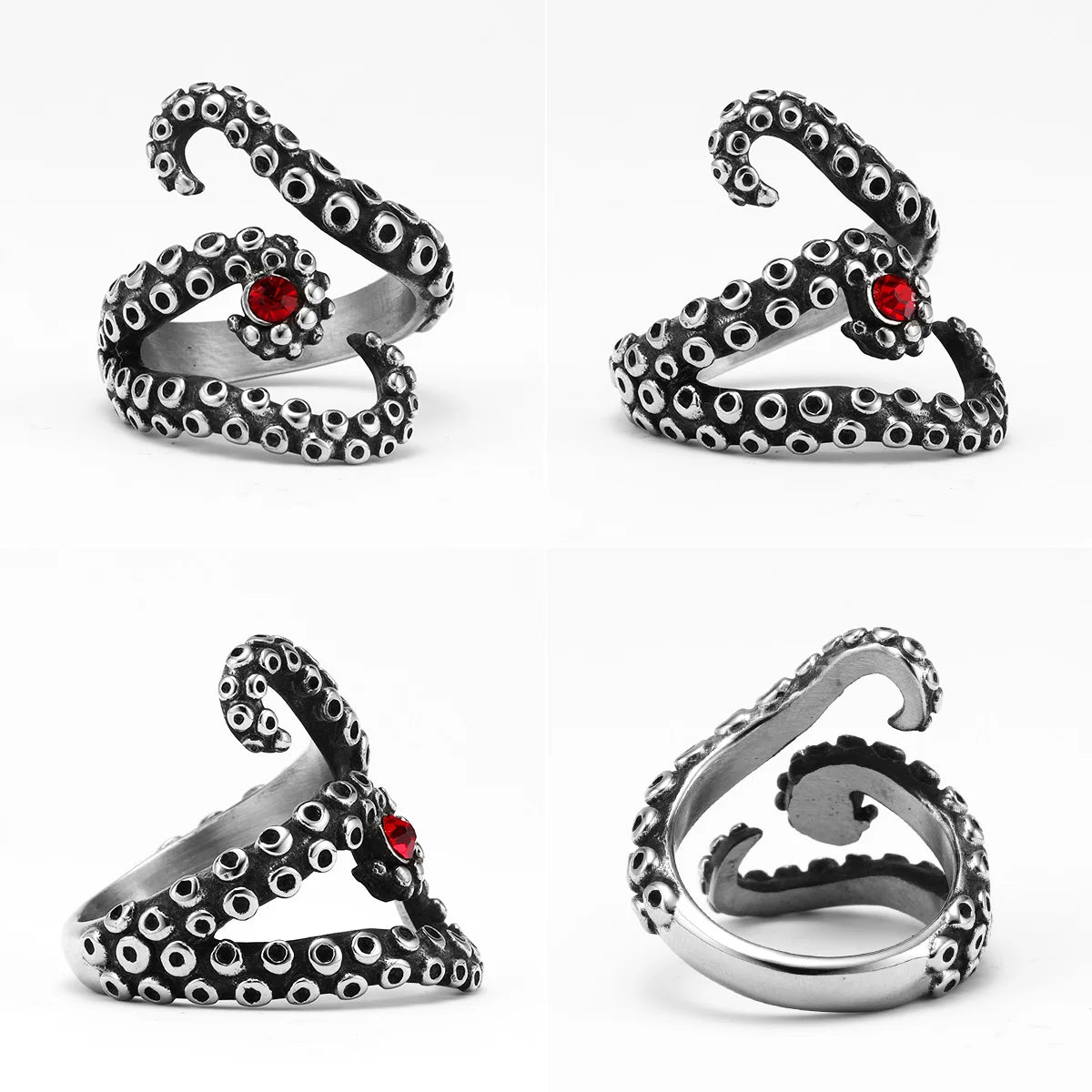 Octopus Ruby Ring — Stainless Steel