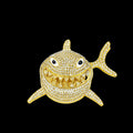 Hip Hop Iced out Full Crystal Big Shark Pendaant Necklace With13mm Cuban Chain HipHop Bling Necklaces Charm Jewelry For Man Gift