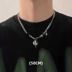 Titanium Steel Double-layer Moon Star Necklace Luxury Clavicle Chain Hip Hop Non Fading Couple Jewelry New Unisex  Punk Gift