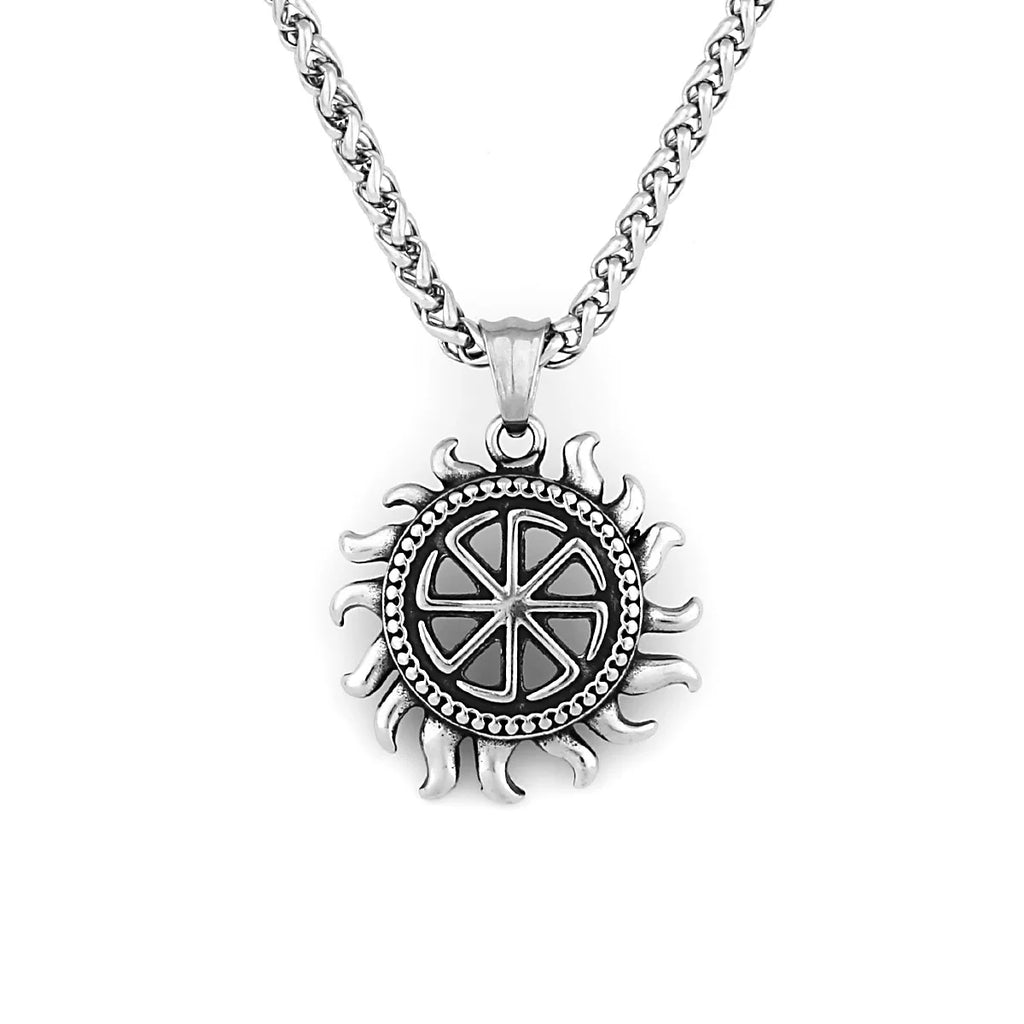Sun Steel Pendant Kolovrat Wheel 316L