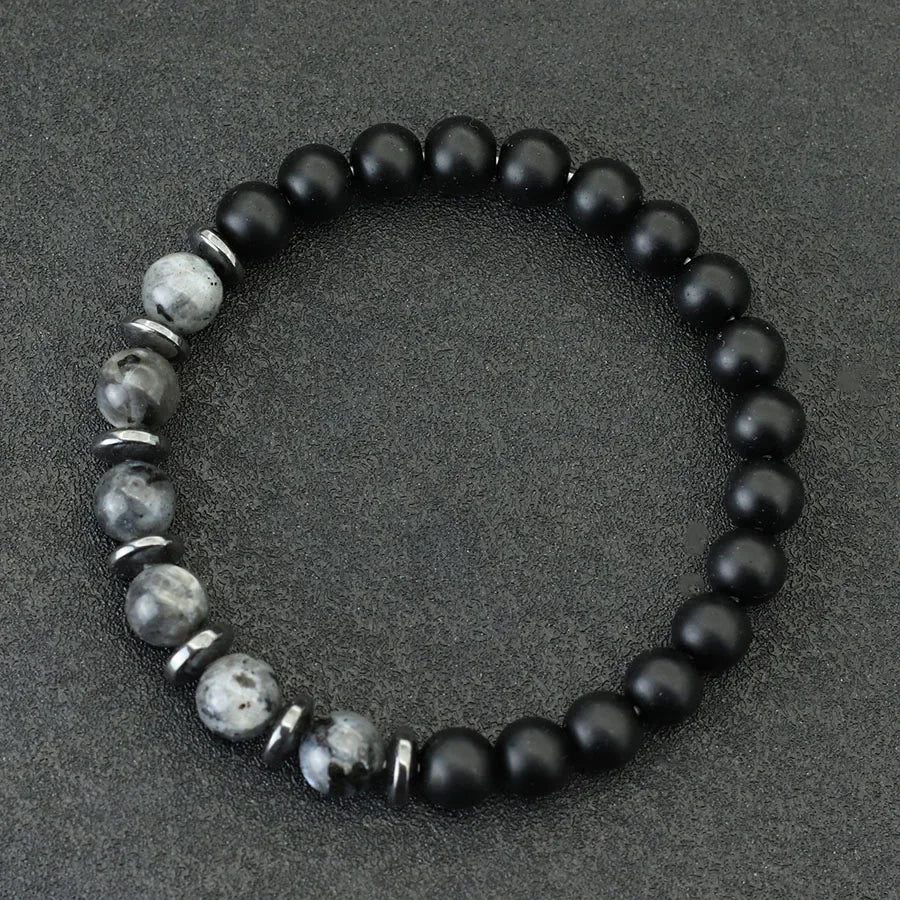 Noter Men Bracelet High Quality Black Frosted Stone Strand Braslet Gifts For Boyfriend Husband Hematite Healing Braclet Pulsera