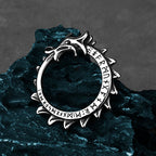 Viking Ouroboros Dragon Necklace — 24 Runes, Stainless Steel