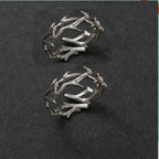 Fashion Goth Double Layer Rose Couple Rings for Men Women Retro Opening Stainless Steel Thorns Punk Finger Ring Jewelry
