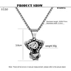 Male Retro Motorcycle Engine Pendant Necklace Men Hip Hop Street Culture Stainless Steel Fashion Trendy Necklace Boy Jewelry New