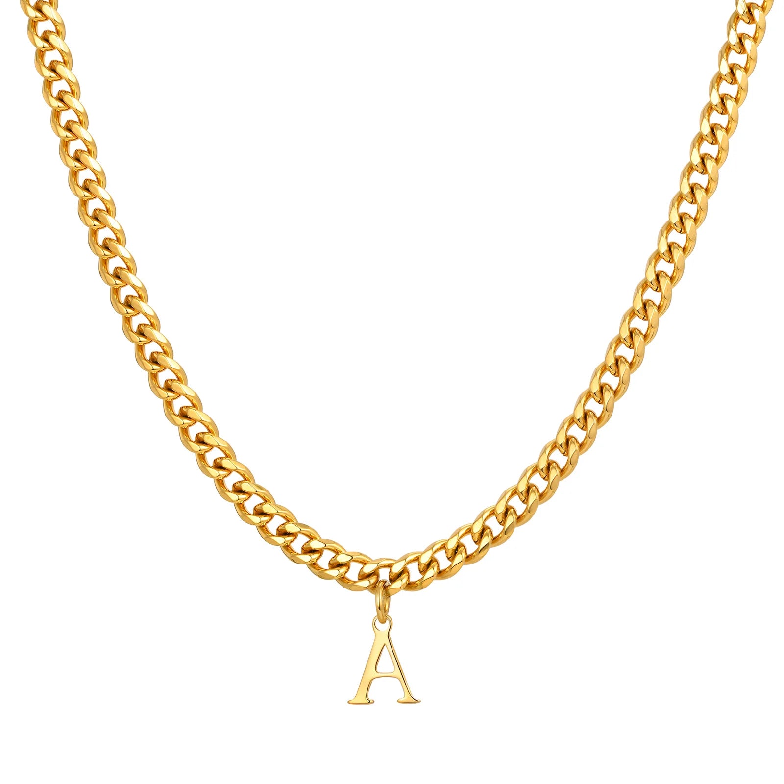 Vnox Men's Thick 5mm Wide Chain 26 Letters Pendant Necklace Punk Hip Hop Gold Color Jewelry On Neck Boys Cool Wear