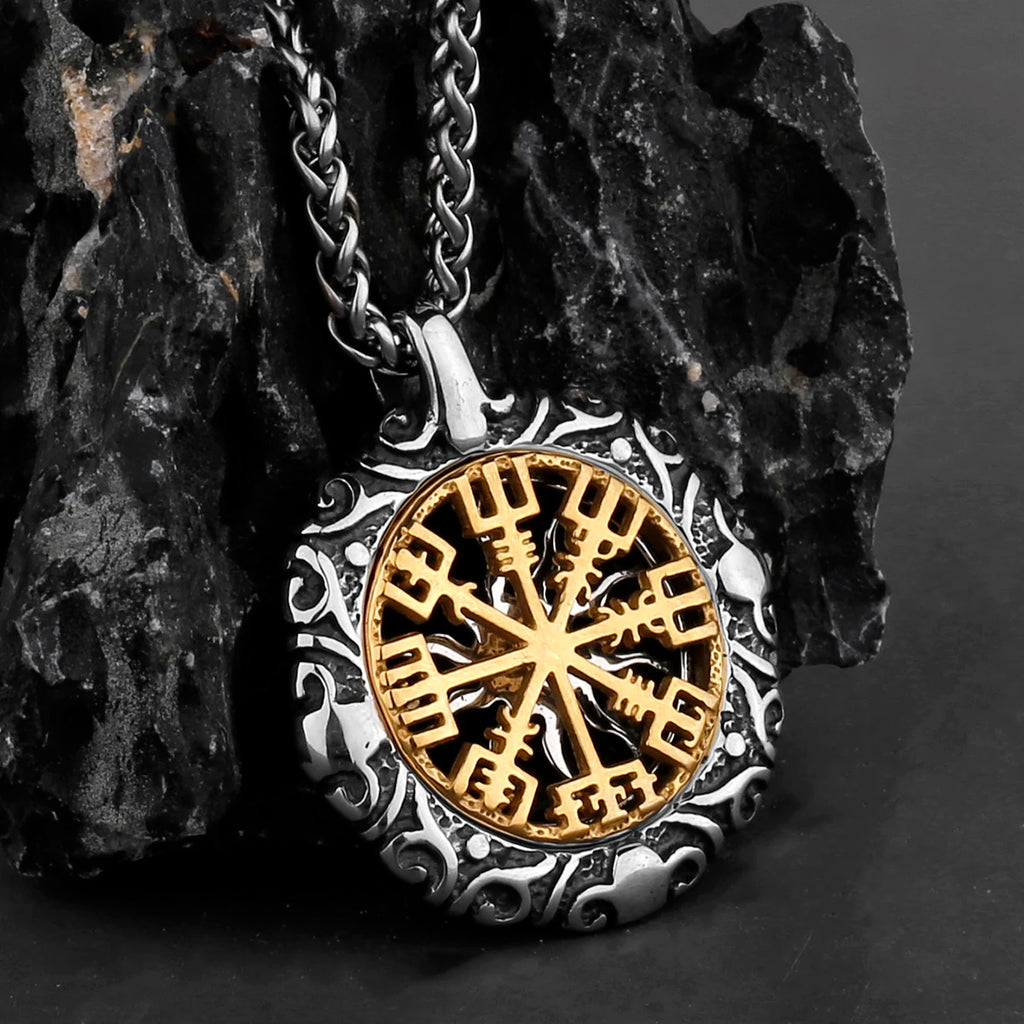 Viking Rune Hollow Amulet Pendant — Stainless Steel