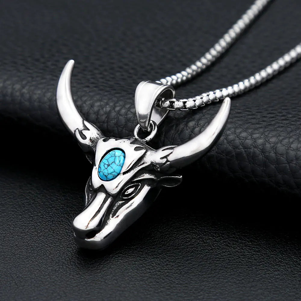 Vintage 316L Stainless Steel Bull Head Pendant Necklace For Men Women Hip Hop Fashion Animal Punk Jewelry Amulet Gifts