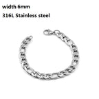 316L Stainless Steel Cuban Chain Bracelet for Men Women Figaro Vintage Metal Viking Kpop Pulseras Emo Cute Luxury