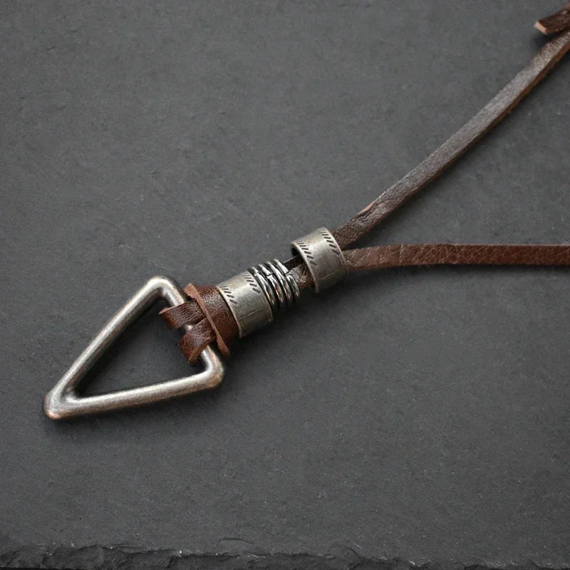 Leather Triangle Rope Chain Necklace — Zinc Alloy