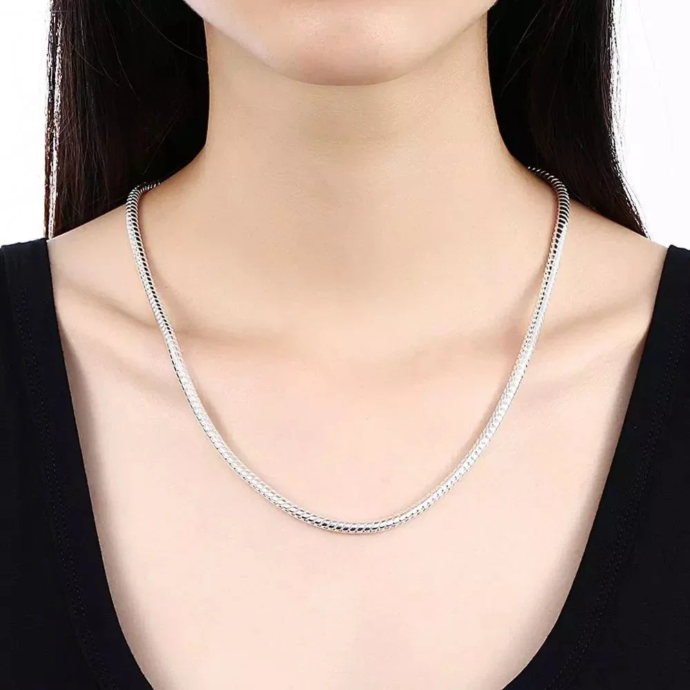 925 Sterling Silver 16/18/20/22/24 Inch 3MM Snake Bone Chain Necklace For Women Men Wedding Fashion Jewelry Charm Gifts