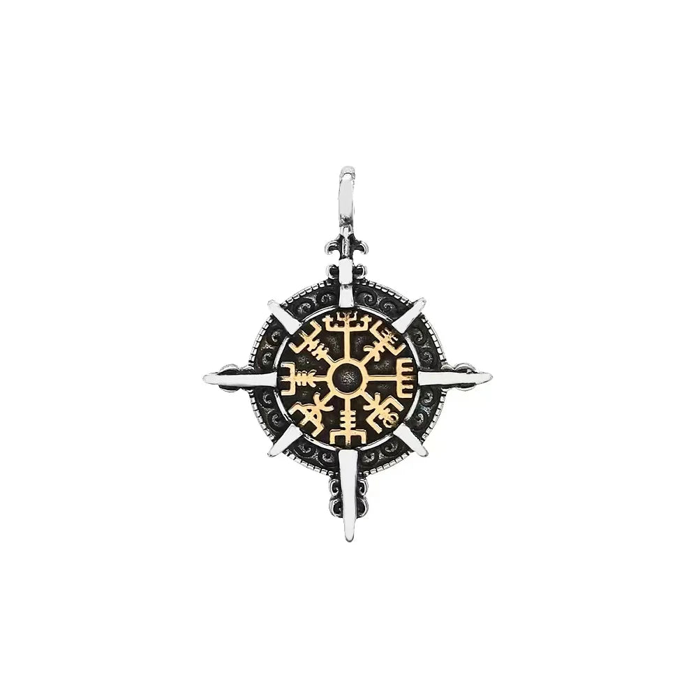 Viking Vegvisir Compass Pendant — Stainless
