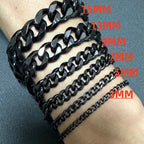 Cuban Black Bracelet 3mm-15mm Thick Size