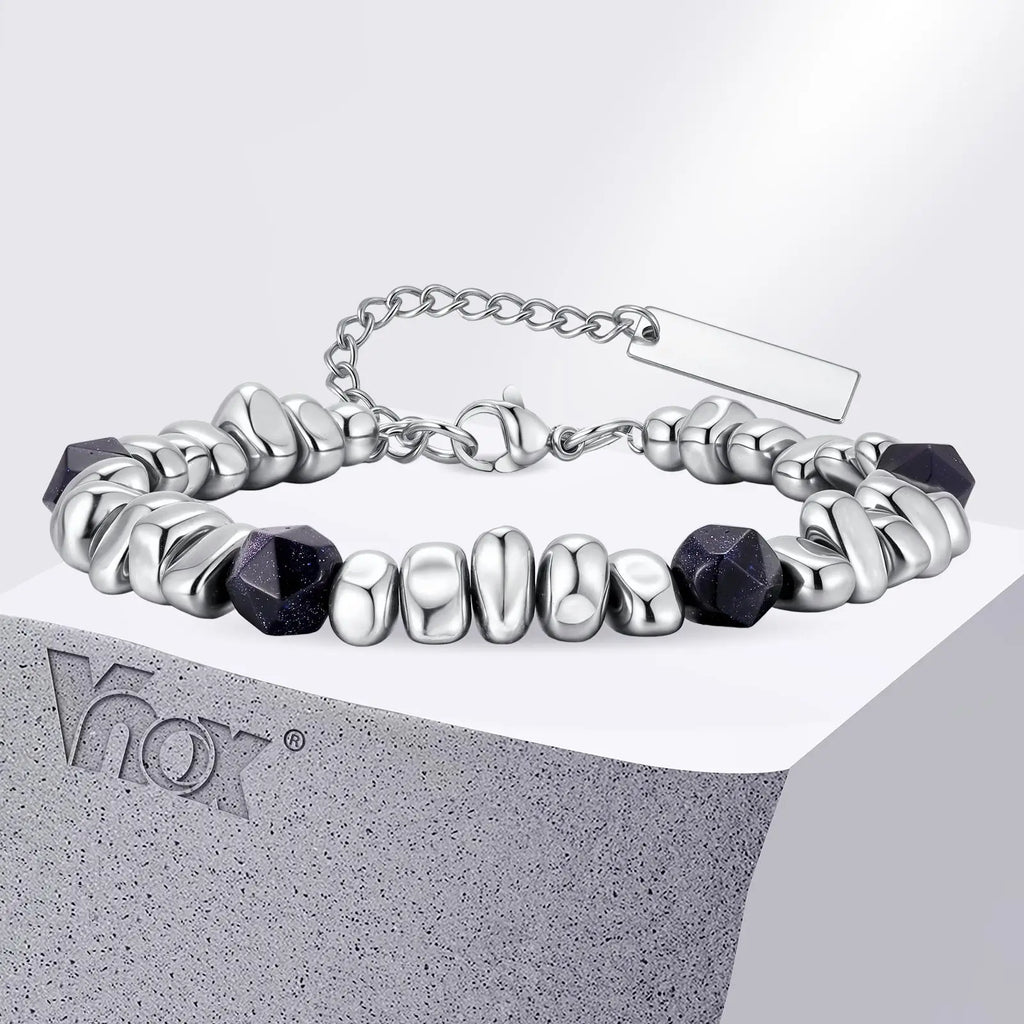 Adjustable Beaded Bracelet for Men — Stainless Steel