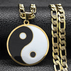 Yin Yang Pendant Necklace for Men Stainless Steel Gold Color Chinese Taoism Ba Gua Taichi Sign Necklaces Jewelry Gifts