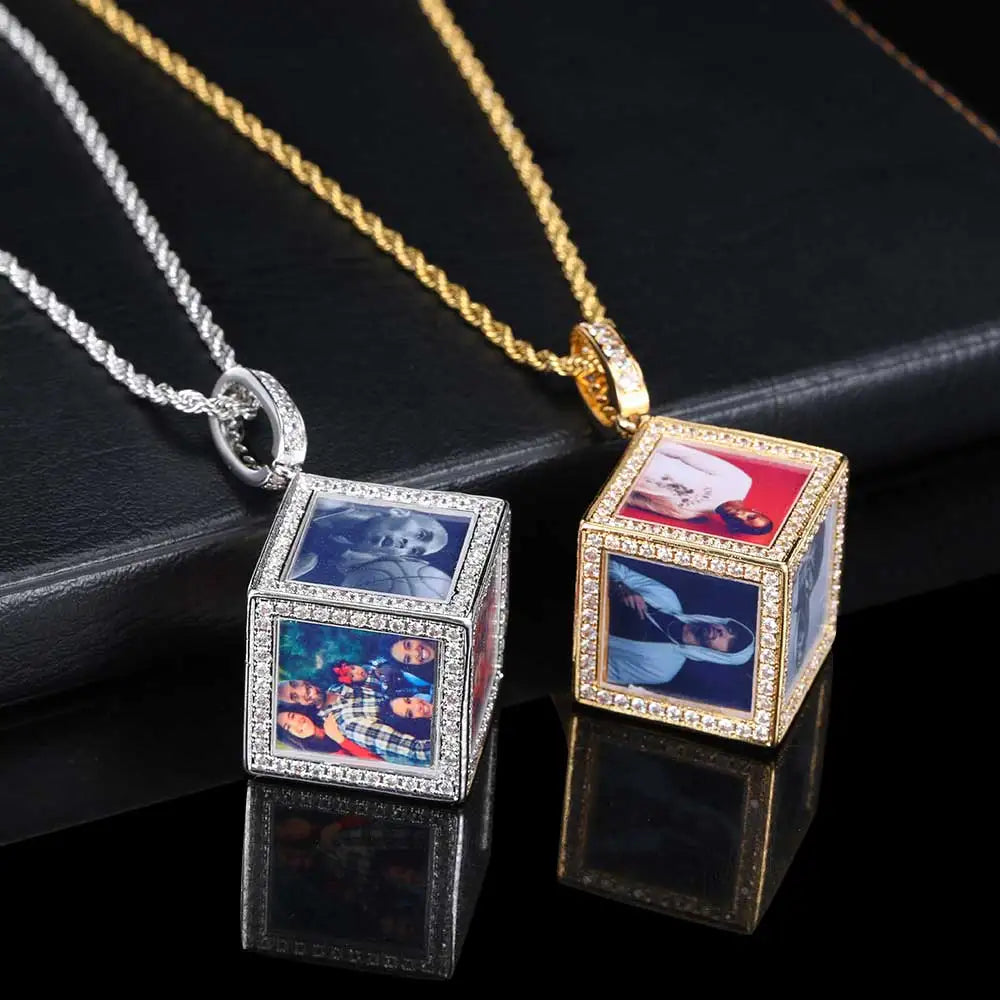 Statement Photo Pendant Necklace Memory Cube