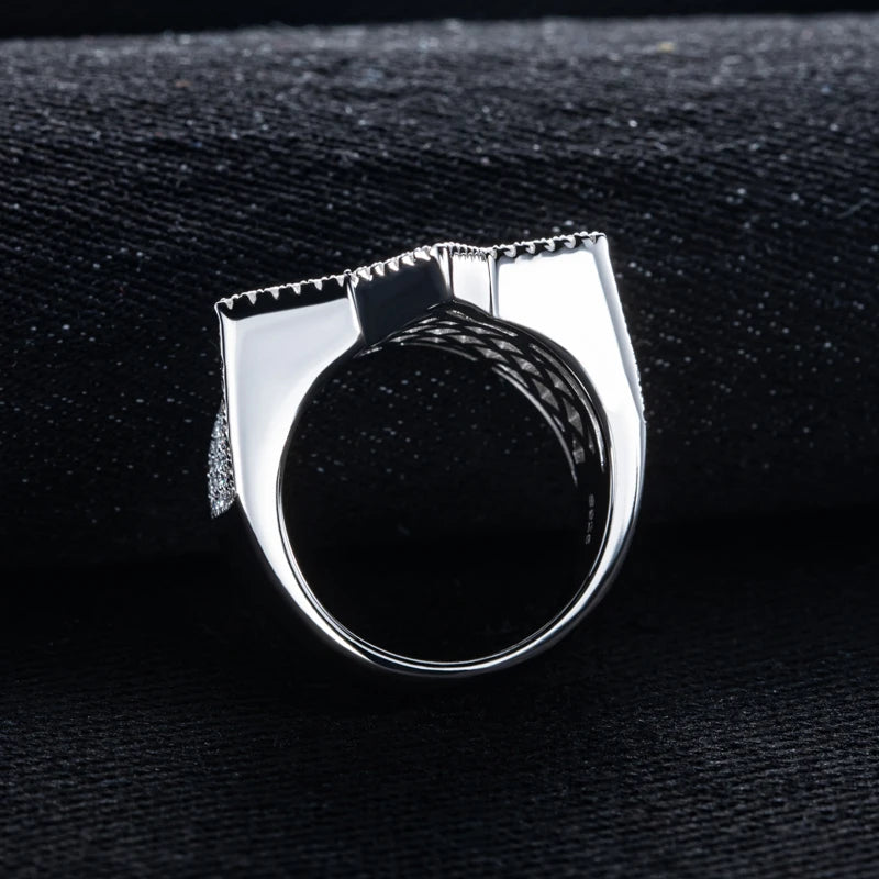 MossanRappr 1.54cttw New Moissanite Iced out Pentagram Ring 14K Gold Plated Hip Hop Ring Heavy Metal Fine Jewelry Gifts for Men