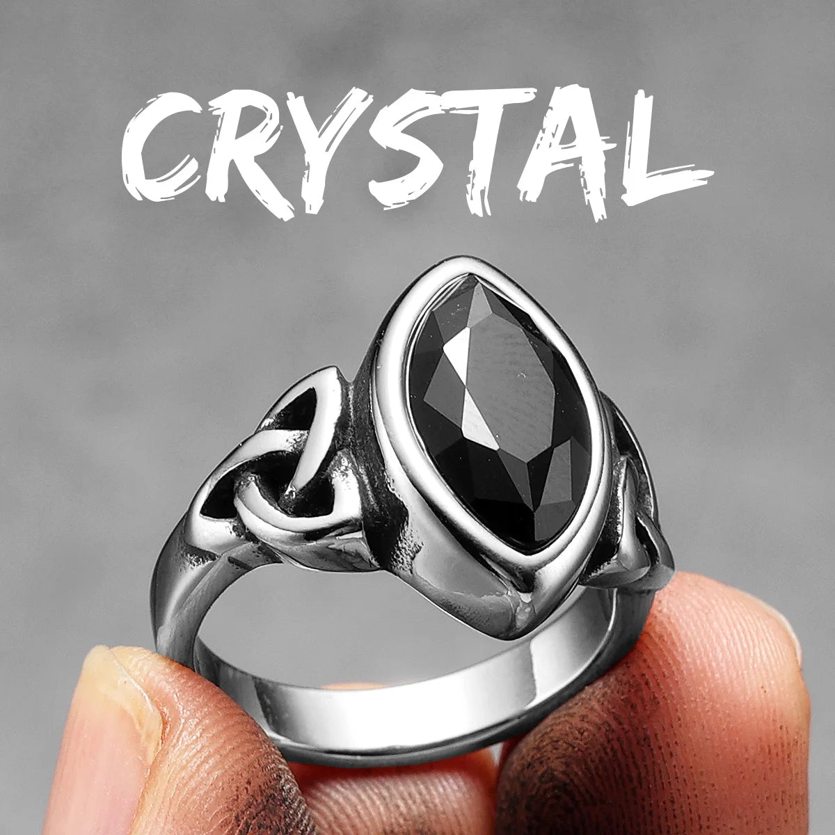 Celtic Knot Gemstone Ring — Stainless Steel