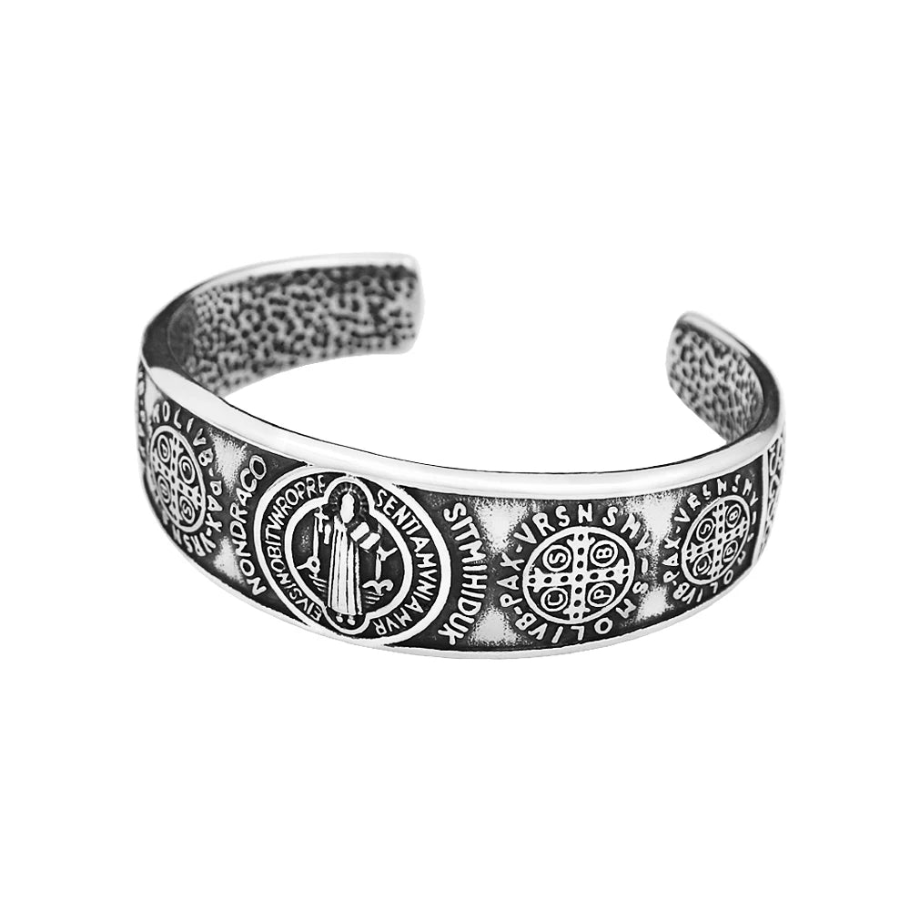 Saint Benedict Steel Bracelet Vintage Exorcism
