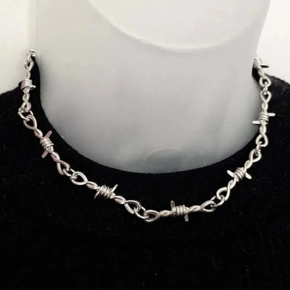 Gothic Barbed Wire Pendant Necklace