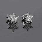 Iced Out Star Stud Earrings Stainless Steel CZ