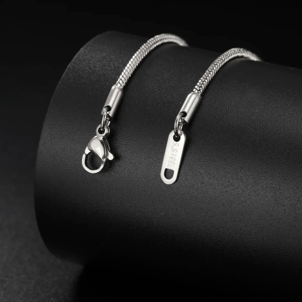 Skyrim Round Snake Chains Stainless Steel Necklace Men Women 40/45/50/55/60cm Length Unisex Hip Hop Punk Jewelry Gifts Wholesale