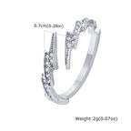 Iced Out Zircon Lightning Open Ring — Stainless Steel