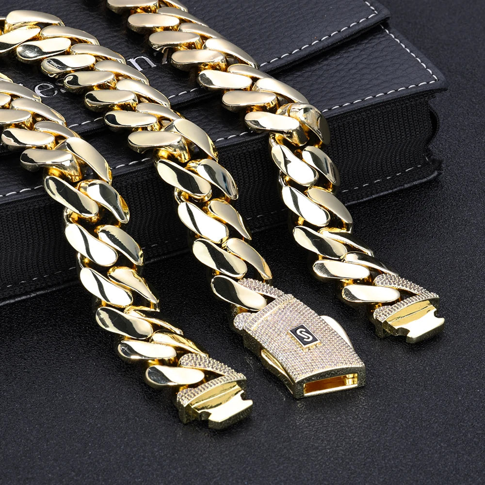 Gold Cuban Chain Necklace 14K Monaco