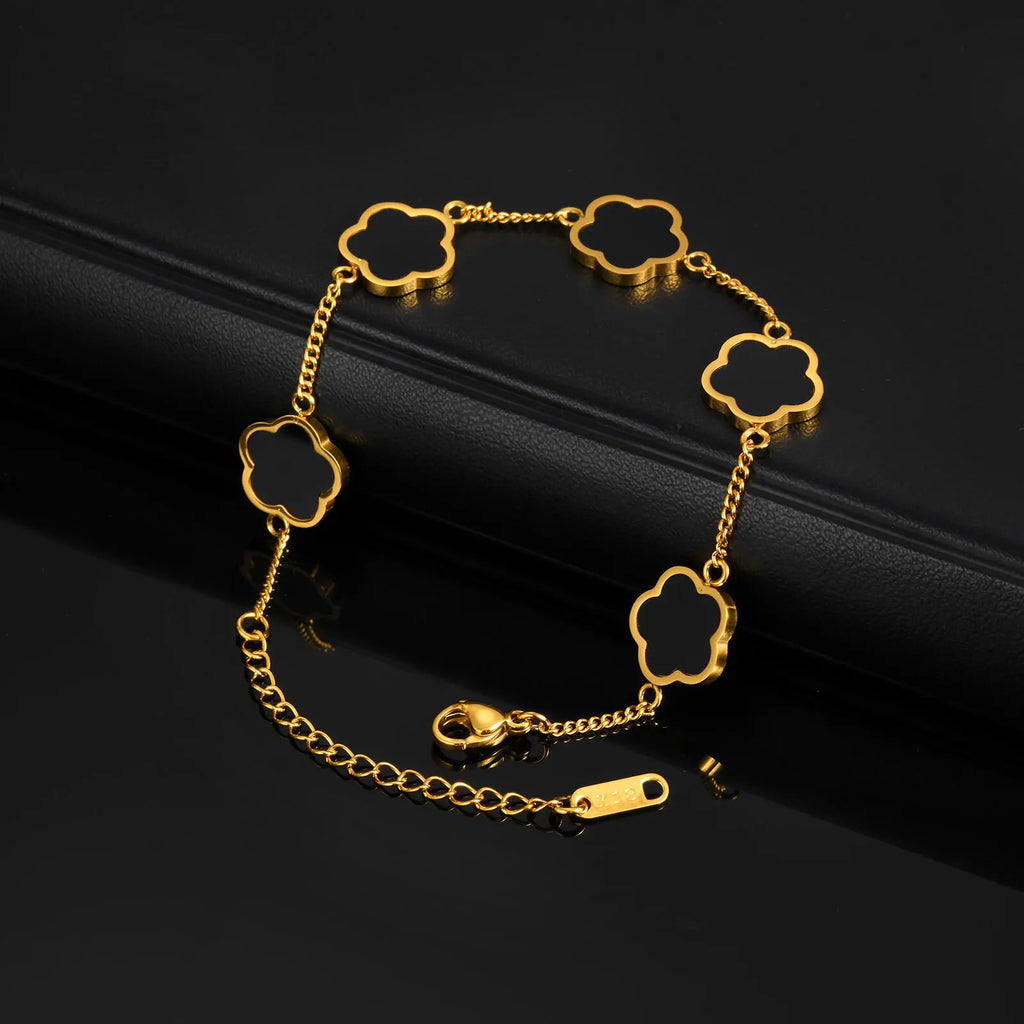 Five Leaf Flower Bracelet — Stainless Steel