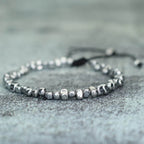Natural Irregular Hematite Stone Men Healing Bracelet 2 Colors Braided String Braclet Adjustable Boyfriend Gift Pulsera