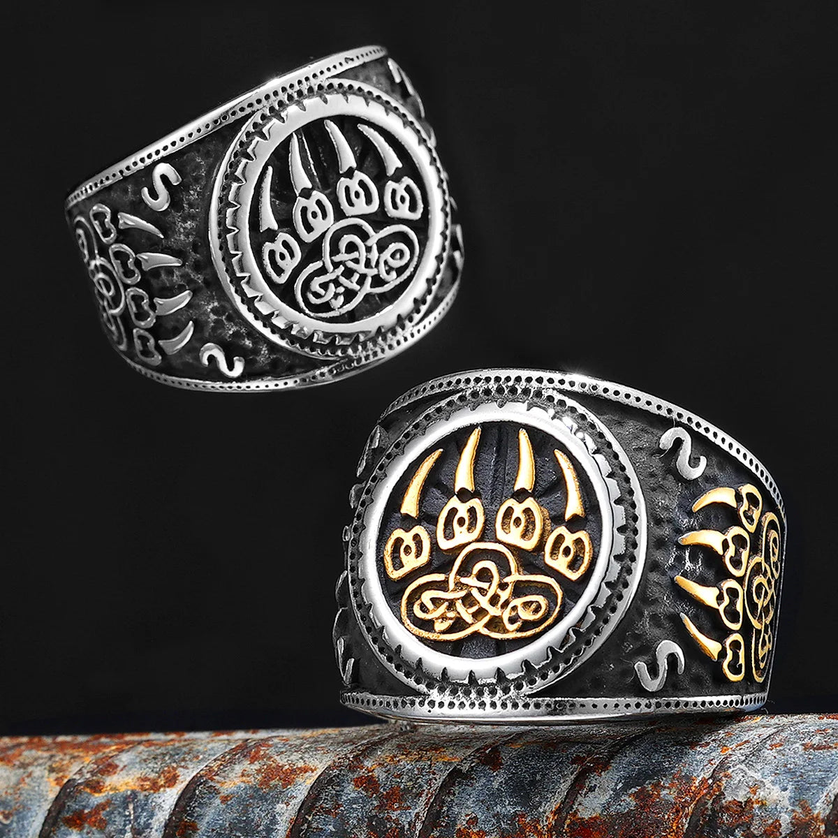 Ursa Bear Viking Rune Wolf Ring — Stainless Steel
