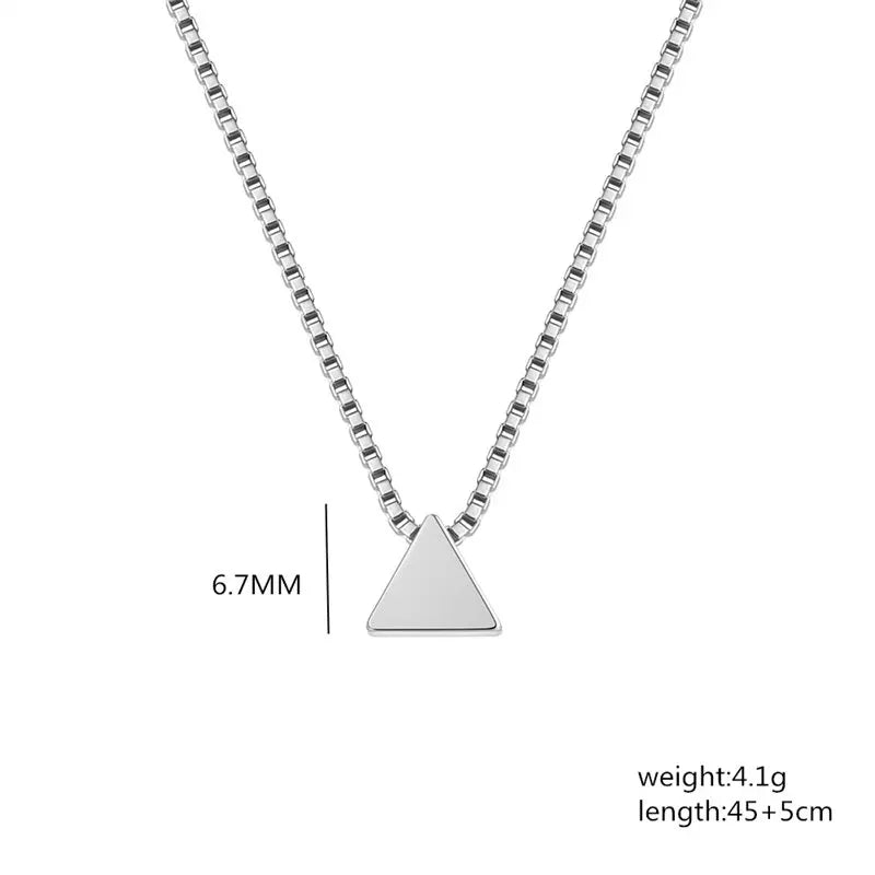 Charm 925 Sterling Silver 18 Inches Box Chain Triangle Necklace For Women Fashion Wedding Party Favors Jewelry Accessories