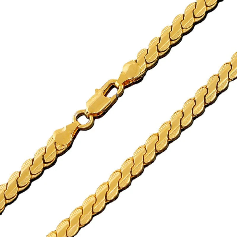 Luxury 24K 9999 Pure Gold real gold Men's and Women's Cuban Necklace Clavicle Chain Thick Necklace